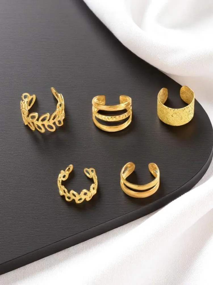 5pcs/set Trendy Elegant Design Ear Cuff Classic Elegant Style Gifts Women's No Piercing Clip Silver Earrings Circle Leaf Shaped 5pcs/set Trendy Elegant Design Ear Cuff Classic Elegant Style Gifts Women's No Piercing Clip Silver Earrings Circle Leaf Shaped