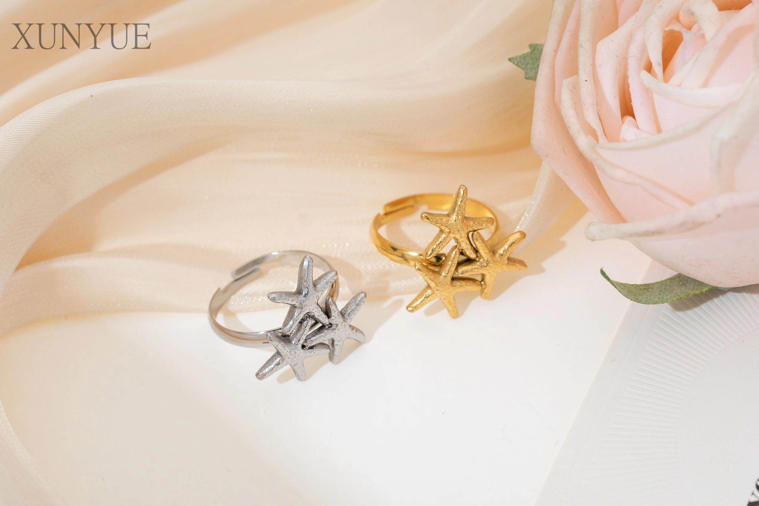 Xunyue Cute Fashion Design Girl Jewelry For Beach Solid  Plated Starfish Stud Earrings for Daily Wear