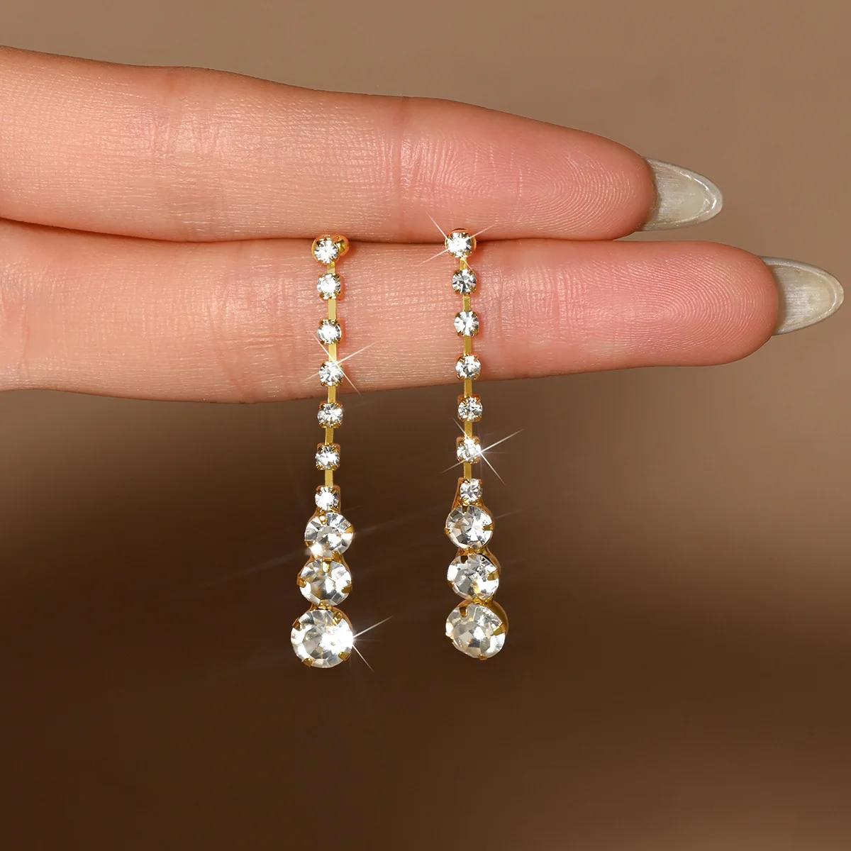 TREAZY NEW Simple Bridal Drop Earrings Silver color Crystal tassels long Earrings for Women Party Jewelry Femme Pendiente