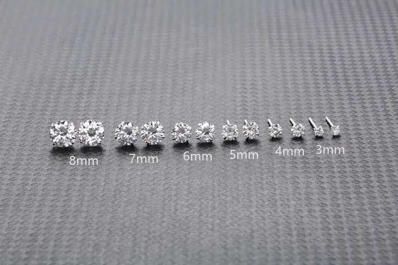 100% Real 925 Sterling Silver Jewelry Women Fashion Cute Tiny Clear Crystal CZ Stud Earrings Gift for Girls Teens Lady