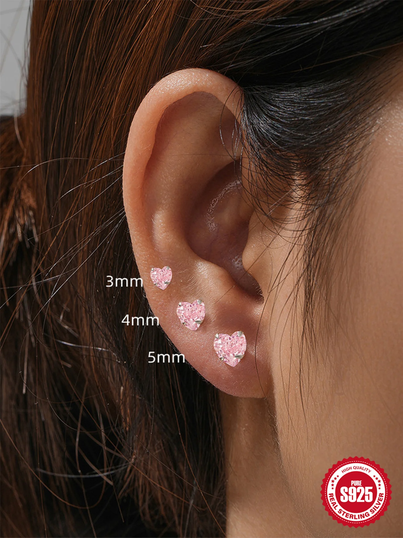 CANNER 925 Sterling Silver Rivet  Zircon Flat Head Ear Bone Piercing For Women Geometric Horse Eyes Party Jewelry Birthday Gifts