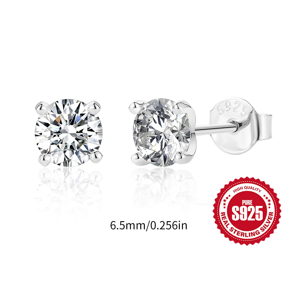 CANNER 925 Sterling Silver Rivet  Zircon Flat Head Ear Bone Piercing For Women Geometric Horse Eyes Party Jewelry Birthday Gifts