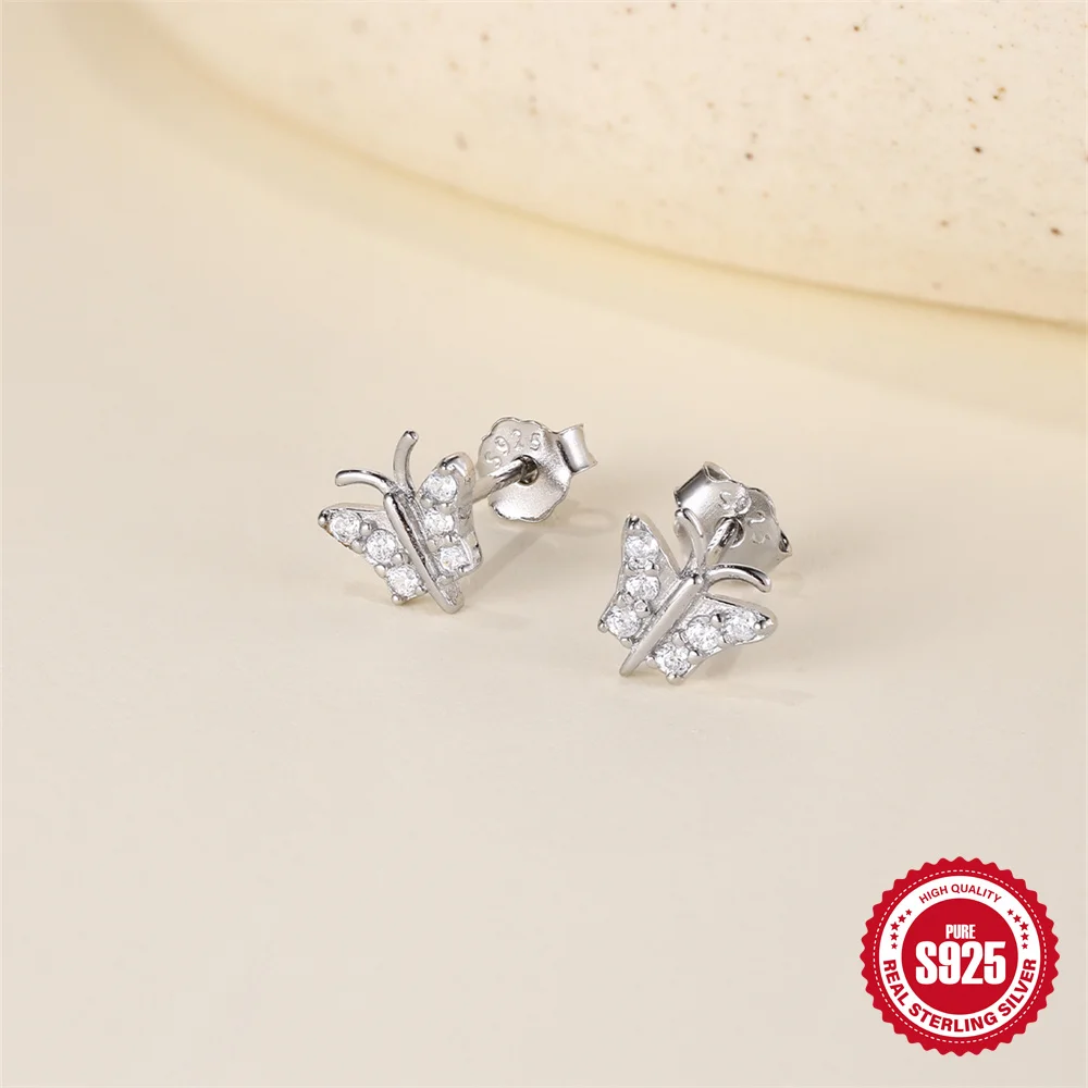 CANNER 925 Sterling Silver Rivet  Zircon Flat Head Ear Bone Piercing For Women Geometric Horse Eyes Party Jewelry Birthday Gifts