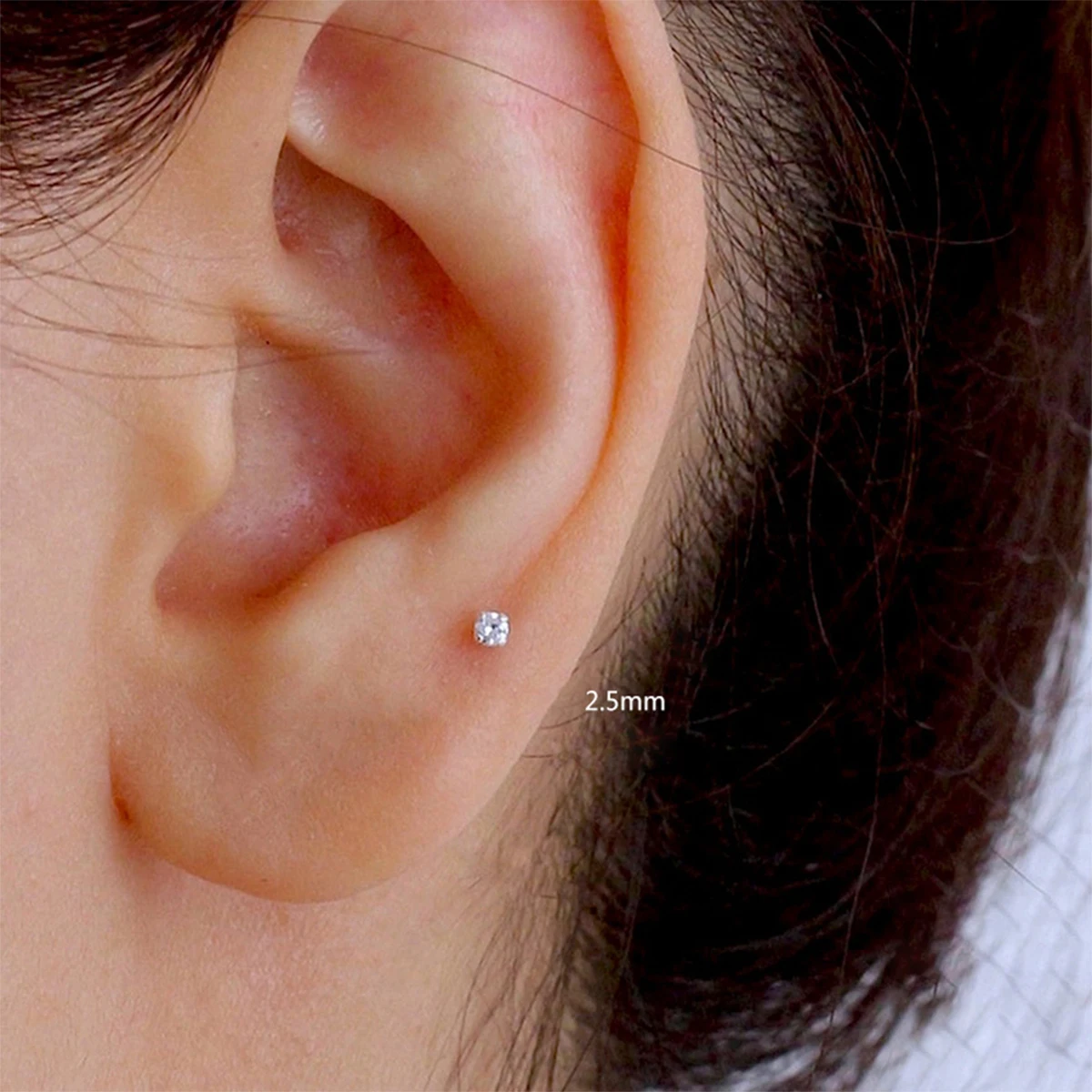 CANNER 925 Sterling Silver Rivet  Zircon Flat Head Ear Bone Piercing For Women Geometric Horse Eyes Party Jewelry Birthday Gifts