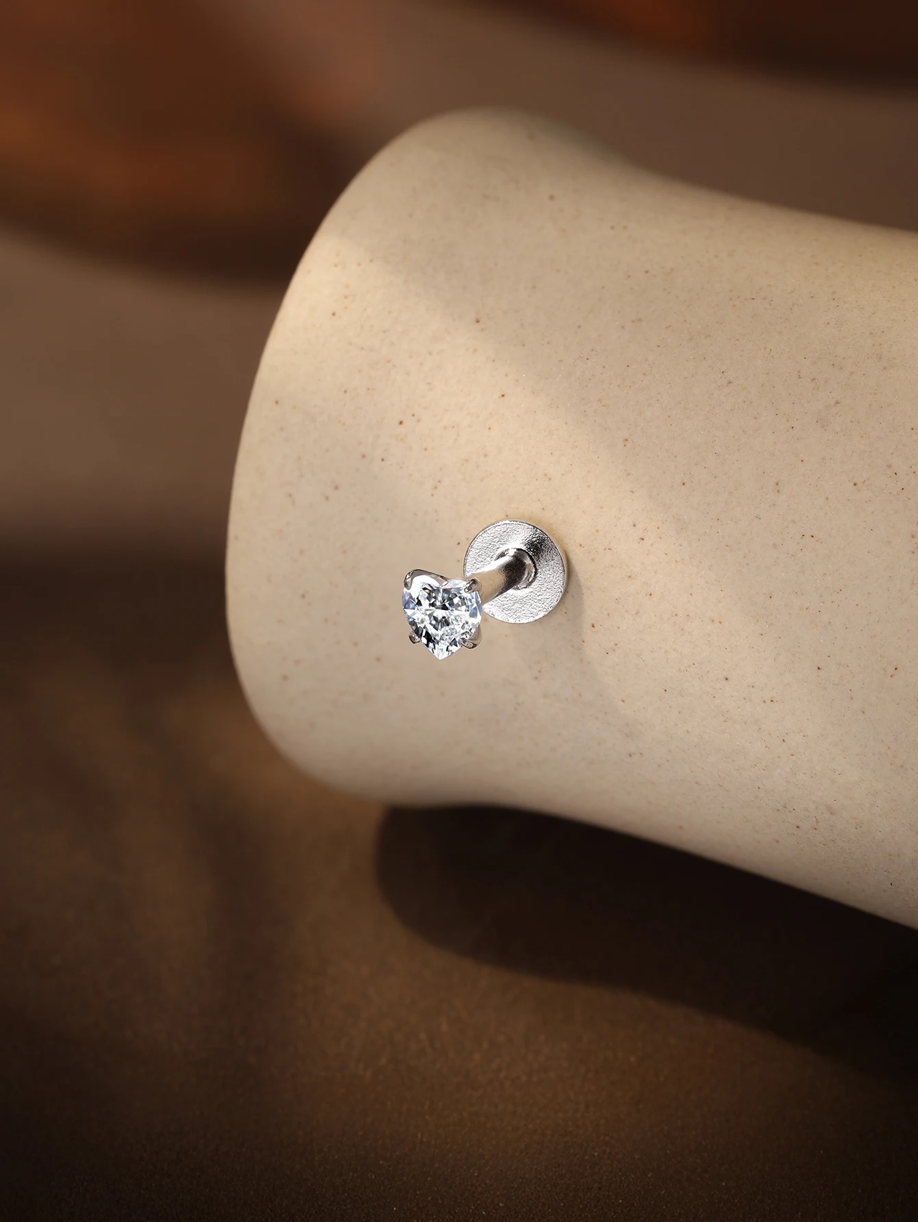 CANNER 925 Sterling Silver Rivet  Zircon Flat Head Ear Bone Piercing For Women Geometric Horse Eyes Party Jewelry Birthday Gifts