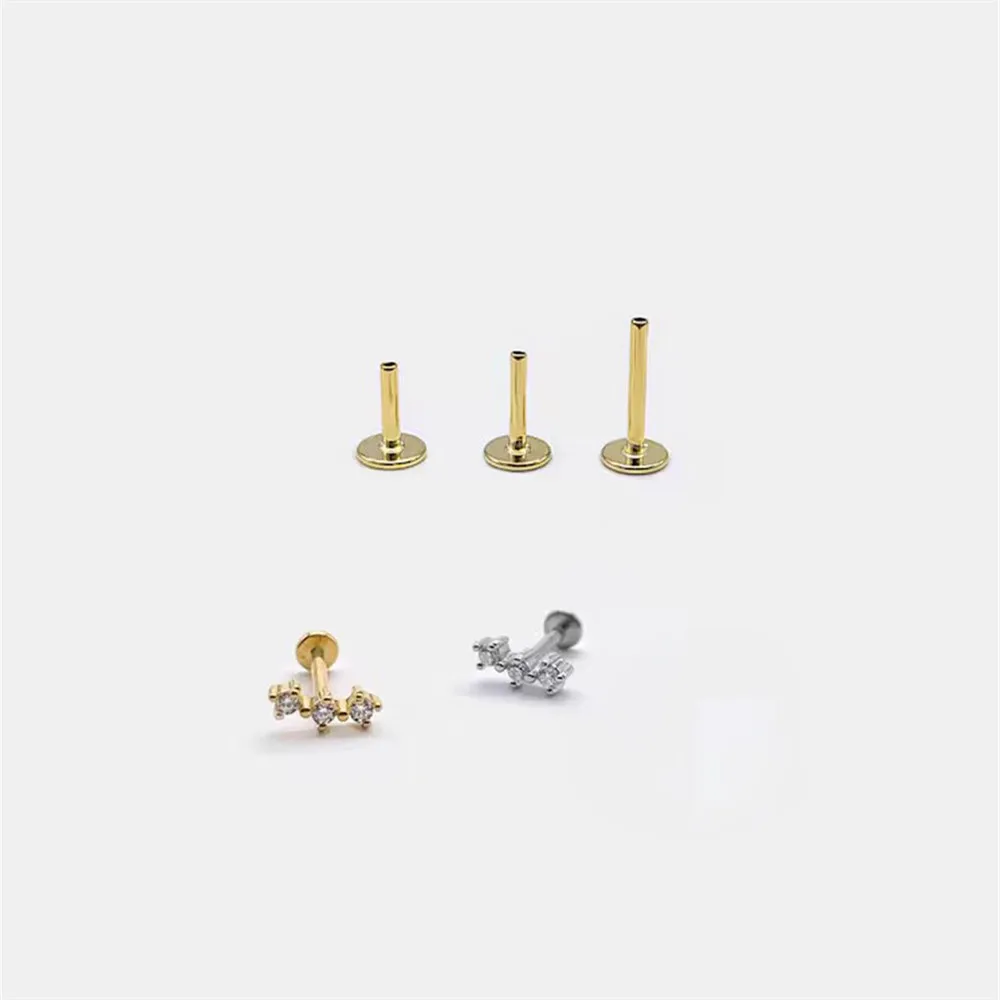 CANNER 925 Sterling Silver Rivet  Zircon Flat Head Ear Bone Piercing For Women Geometric Horse Eyes Party Jewelry Birthday Gifts