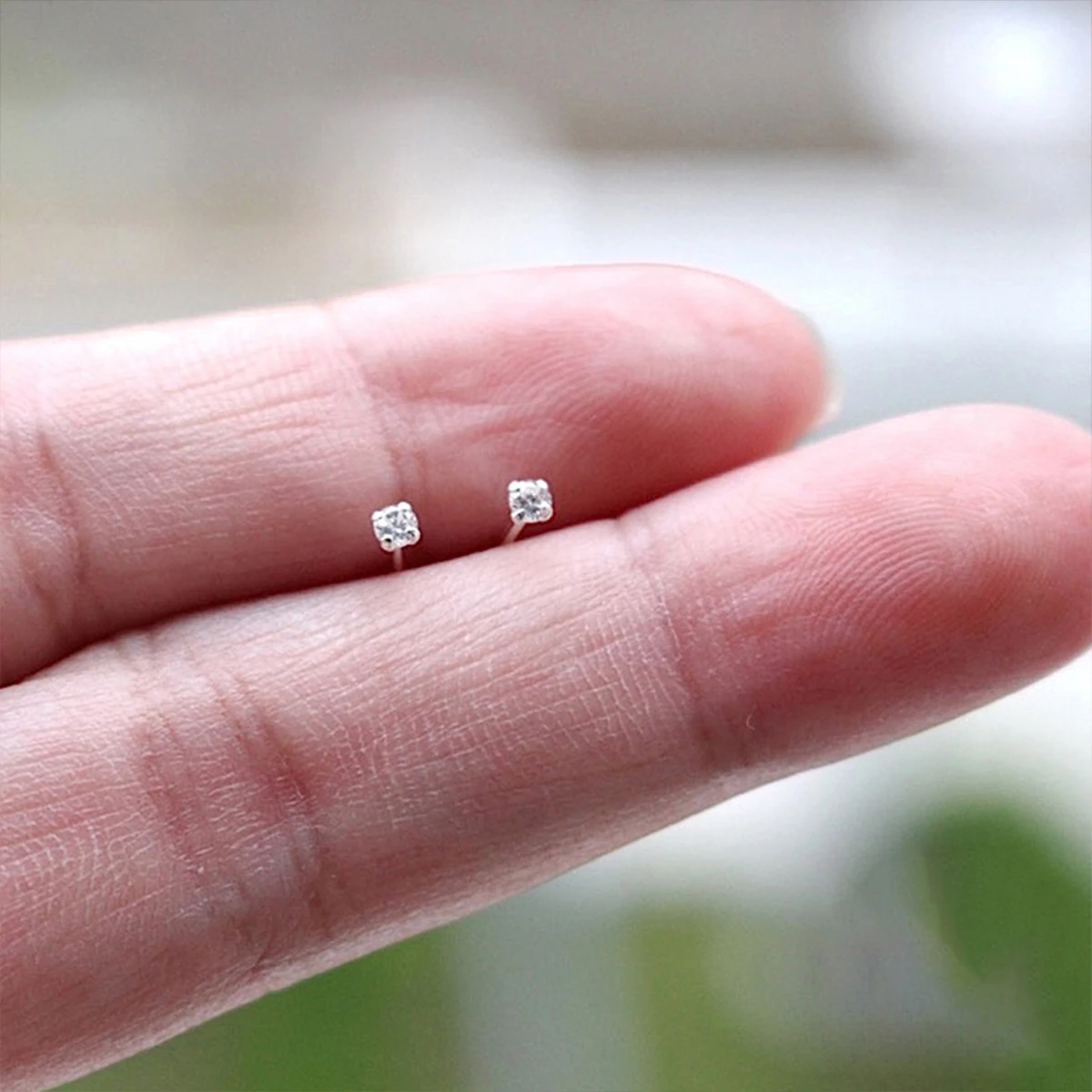 CANNER 925 Sterling Silver Rivet  Zircon Flat Head Ear Bone Piercing For Women Geometric Horse Eyes Party Jewelry Birthday Gifts