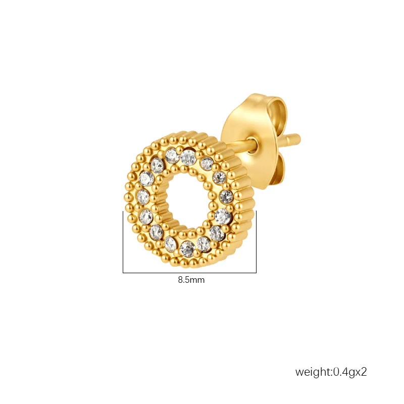 316L Stainless Steel Ear Needle Zircon Star Flower Round Stud Earrings Woman Geometric Gold Color Huggie Daily Female Jewelry