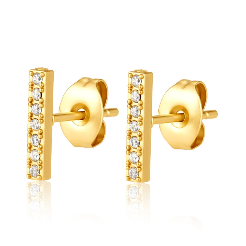 316L Stainless Steel Ear Needle Zircon Star Flower Round Stud Earrings Woman Geometric Gold Color Huggie Daily Female Jewelry