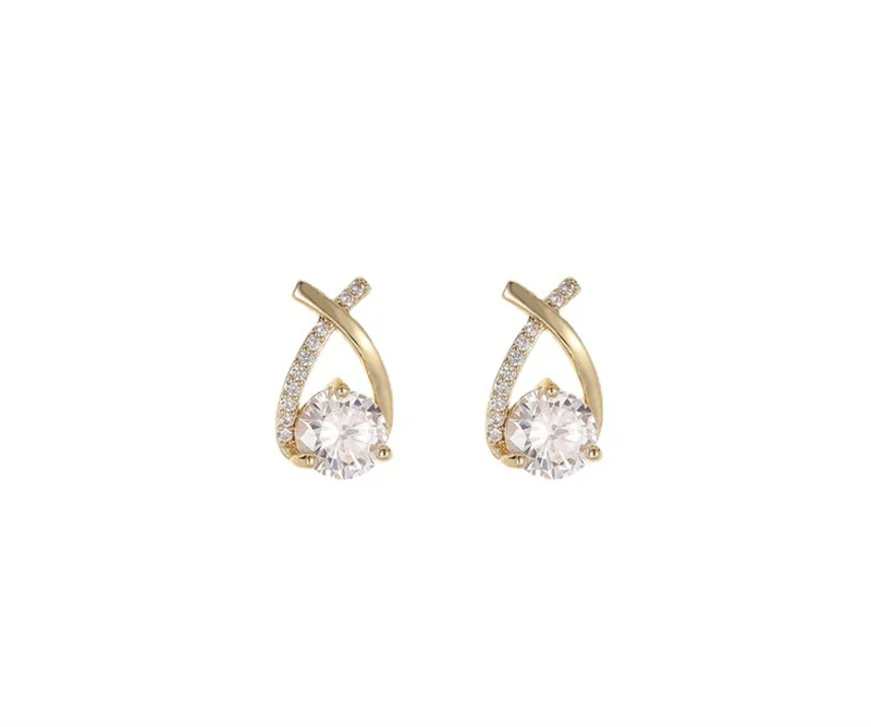 SKEDS Fashion Cross Stud Earrings For Women Korean Style Elegant Crystal Jewelry Ear Rings Fishtail Lady Earrings Gift SKEDS Fashion Cross Stud Earrings For Women Korean Style Elegant Crystal Jewelry Ear Rings Fishtail Lady Earrings Gift