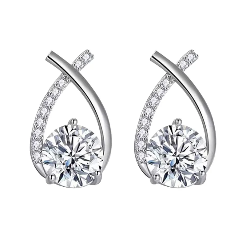 SKEDS Fashion Cross Stud Earrings For Women Korean Style Elegant Crystal Jewelry Ear Rings Fishtail Lady Earrings Gift SKEDS Fashion Cross Stud Earrings For Women Korean Style Elegant Crystal Jewelry Ear Rings Fishtail Lady Earrings Gift