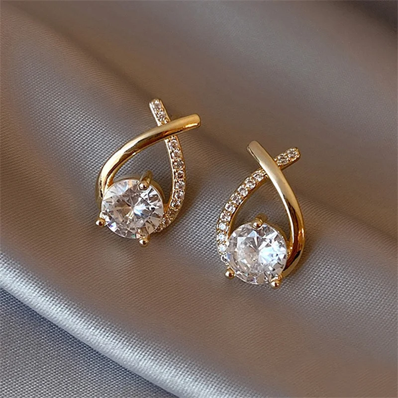 SKEDS Fashion Cross Stud Earrings For Women Korean Style Elegant Crystal Jewelry Ear Rings Fishtail Lady Earrings Gift SKEDS Fashion Cross Stud Earrings For Women Korean Style Elegant Crystal Jewelry Ear Rings Fishtail Lady Earrings Gift