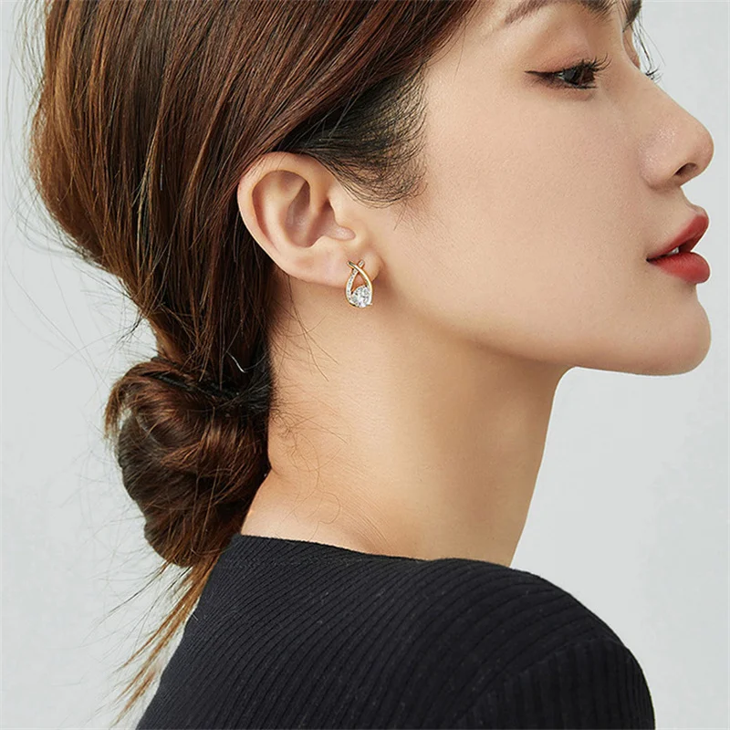 SKEDS Fashion Cross Stud Earrings For Women Korean Style Elegant Crystal Jewelry Ear Rings Fishtail Lady Earrings Gift SKEDS Fashion Cross Stud Earrings For Women Korean Style Elegant Crystal Jewelry Ear Rings Fishtail Lady Earrings Gift