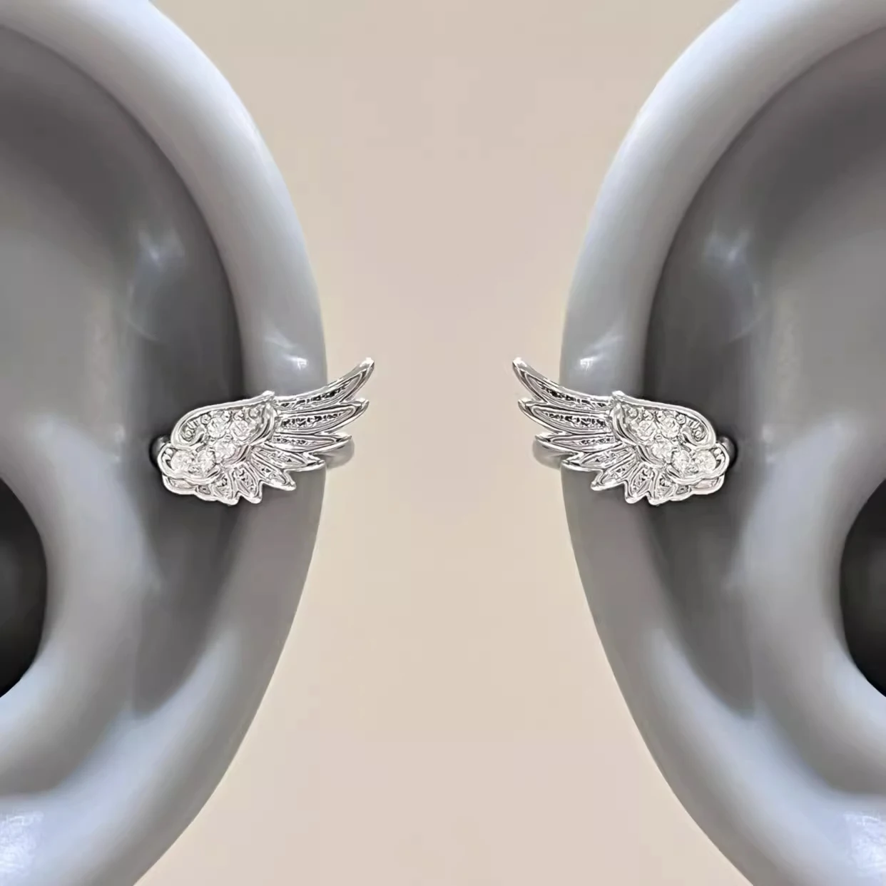 Luxury Zircon Angel Wing Cross Stud Earrings for Women Shiny Crystal Wings Fashion Silver Color Vintage Ear Studs Jewelry Gifts