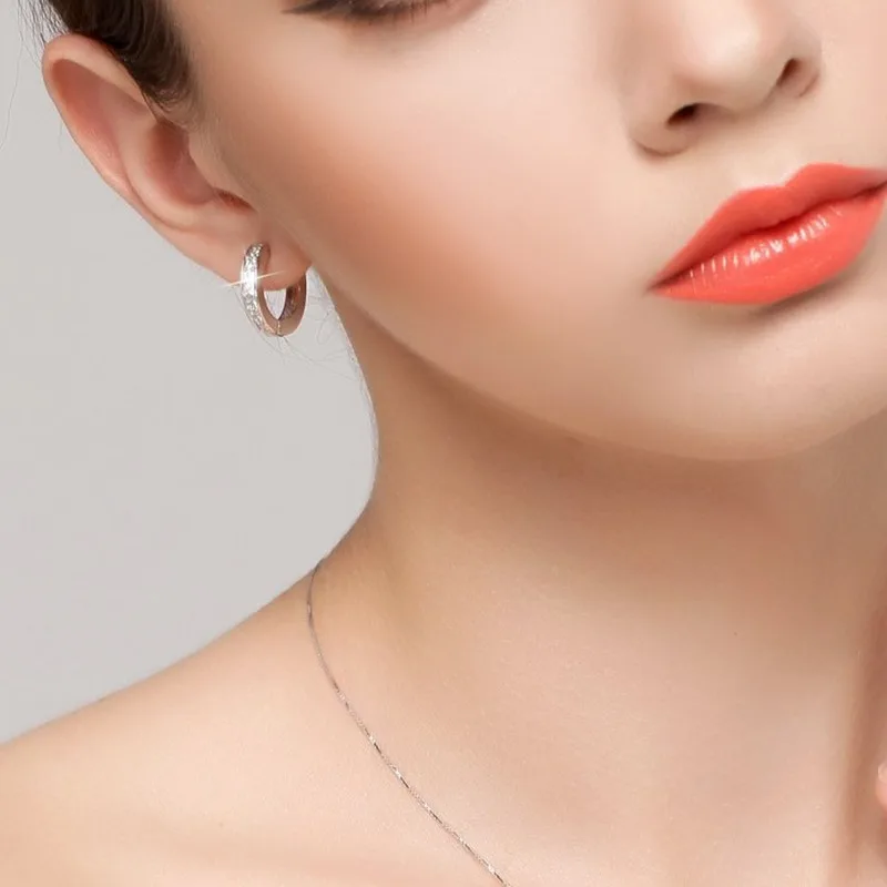 New 925 Sterling Silver Shining Zircon Earrings Women's Circle Round Earrings Fashionable Elegant Jewelry Birthday Party Gifts