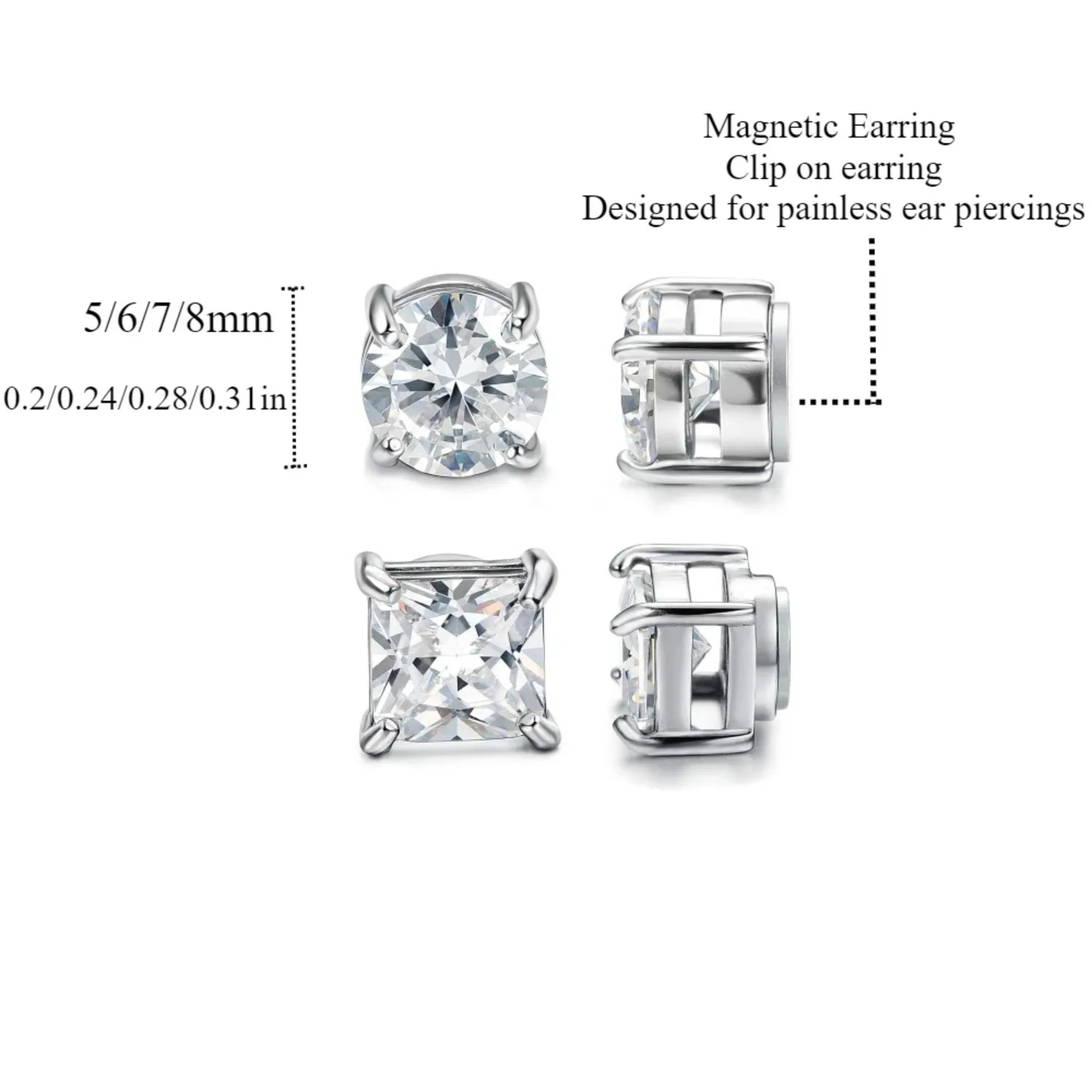 Bobisty 2Pairs Magnetic Earrings 316L Stainless Steel Stud for Men Women Non-piercing CZ Hypoallergenic Magnetic Body Jewlery Bobisty 2Pairs Magnetic Earrings 316L Stainless Steel Stud for Men Women Non-piercing CZ Hypoallergenic Magnetic Body Jewlery