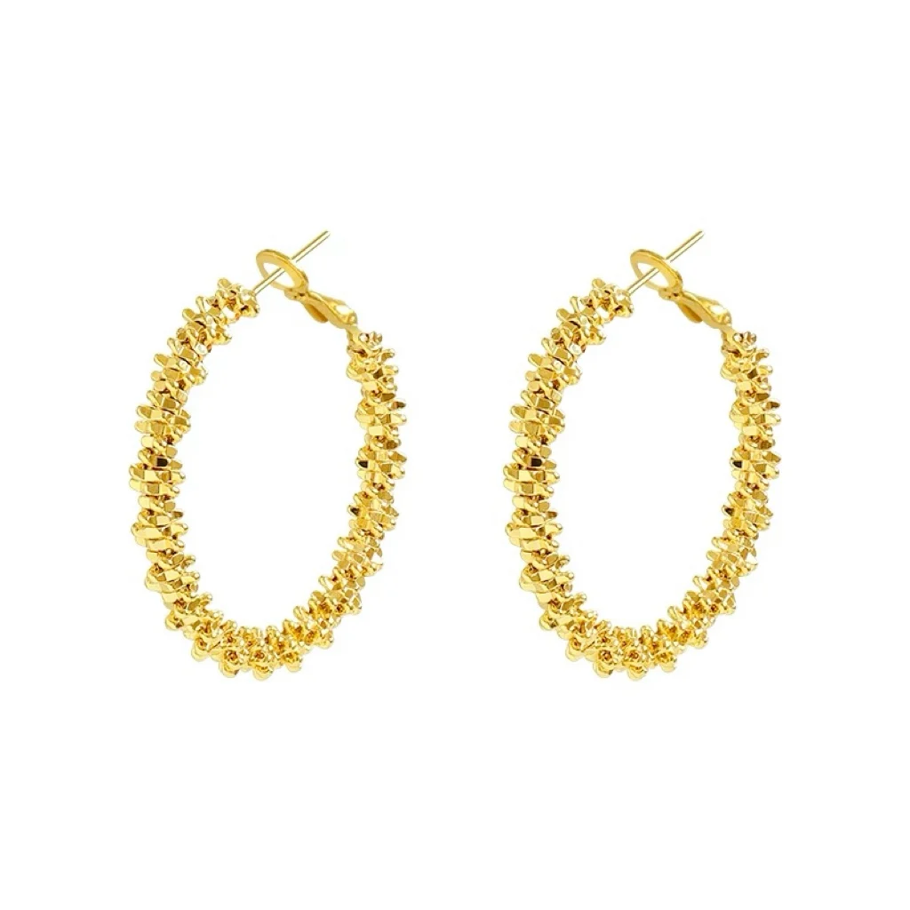 Women's 24K Gold (AU999) Minimalist Fragment Hoop Earrings | 3D Relief Fragments, Hammered Galaxy Texture with Turquoise Inlays