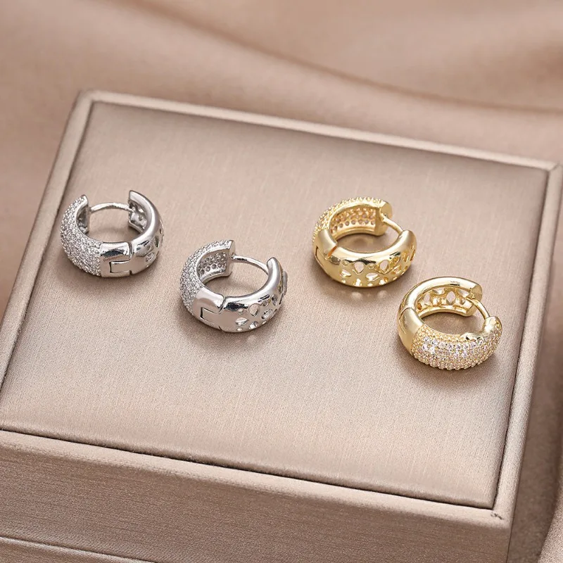 925 Sterling Silver Cubic Zirconia Earrings For Women Vintage Designer Small Round Cilcle Earrings Party Hypoallergenic Jewelry