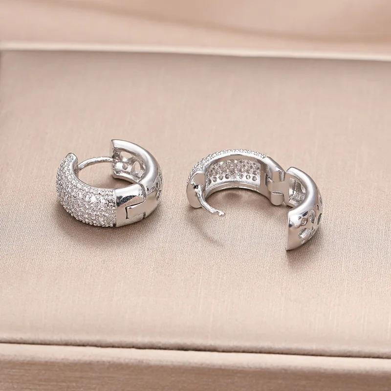925 Sterling Silver Cubic Zirconia Earrings For Women Vintage Designer Small Round Cilcle Earrings Party Hypoallergenic Jewelry