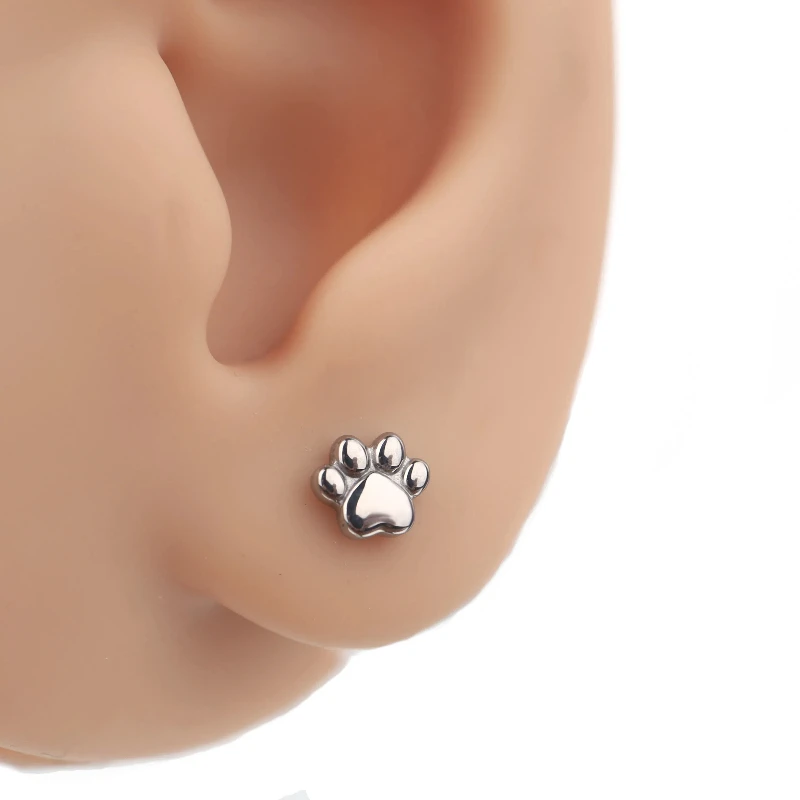 1 Pcs Cute Puppy Paw 316L Titanium Steel Ear Bone Nail Studs,New Fashion Luxury-Style Ear Jewelry for Women Y2K Earrings Jewelry