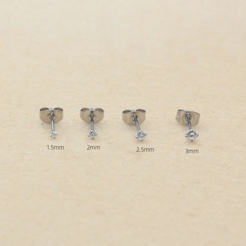 Super Mini 1.5MM 2MM Zircons Stainless Steel Push Back Stud Earrinngs For Men Women 2PC Delicate Jewerlry Super Mini 1.5MM 2MM Zircons Stainless Steel Push Back Stud Earrinngs For Men Women 2PC Delicate Jewerlry