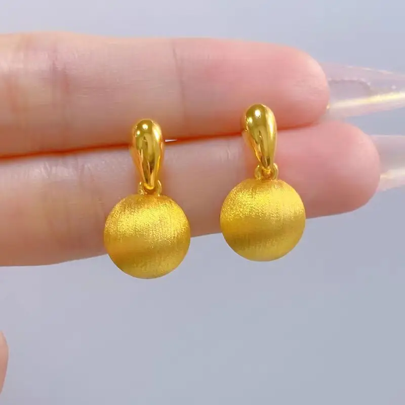 Women's 24K Gold AU999 Premium Gold Ball Earrings | Embossed clouds with glow coating, mystical for events
