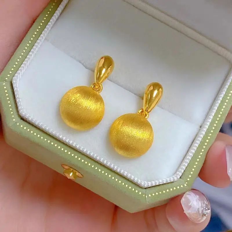 Women's 24K Gold AU999 Premium Gold Ball Earrings | Embossed clouds with glow coating, mystical for events