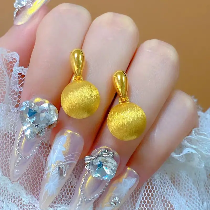 Women's 24K Gold AU999 Premium Gold Ball Earrings | Embossed clouds with glow coating, mystical for events