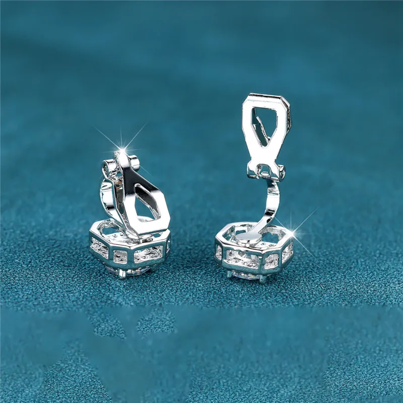 Female Cute Small Clip Earrings White Zircon Round Stone Earrings For Women Vintage Silver Color Crystal Jewelry Bridal Earrings Female Cute Small Clip Earrings White Zircon Round Stone Earrings For Women Vintage Silver Color Crystal Jewelry Bridal Earrings