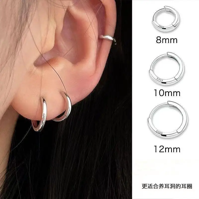 3Pair Stainless Steel Minimalist Huggie Hoop Earrings for Women Gold Color Tiny Round Circle 8/10/12mm Punk Unisex Rock Earring