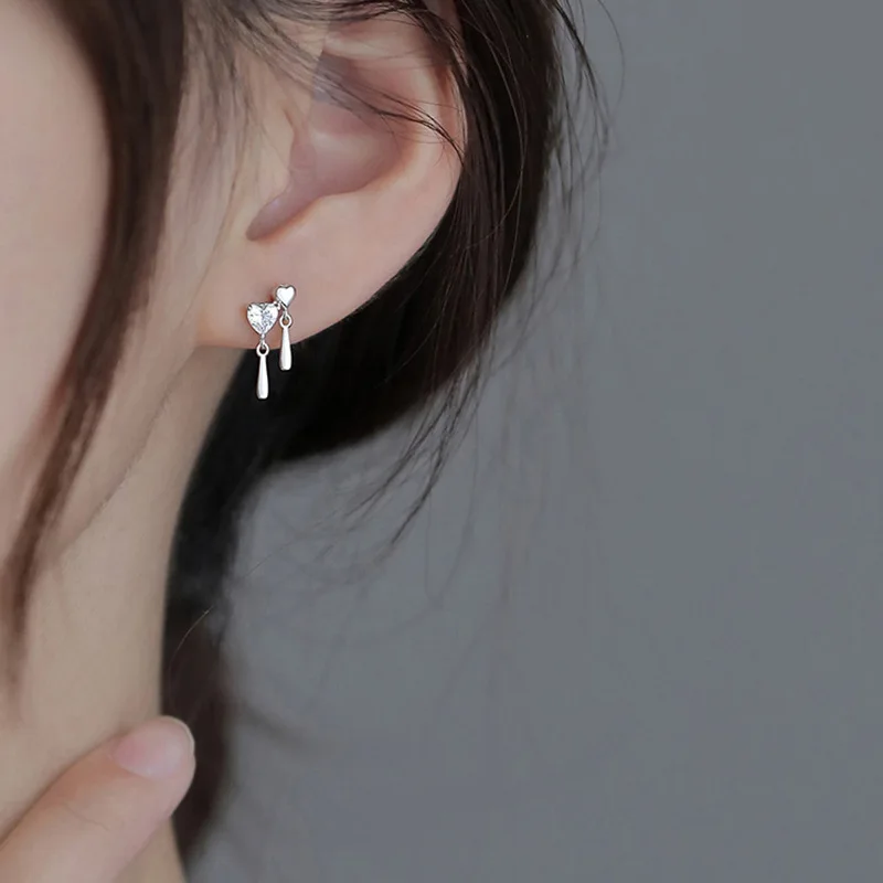 Korean Cute Ear Piercing Water Drop Earrings for Women Crystal Short Tassel Hypoallergenic Female Earrings Party Jewelry Brincos