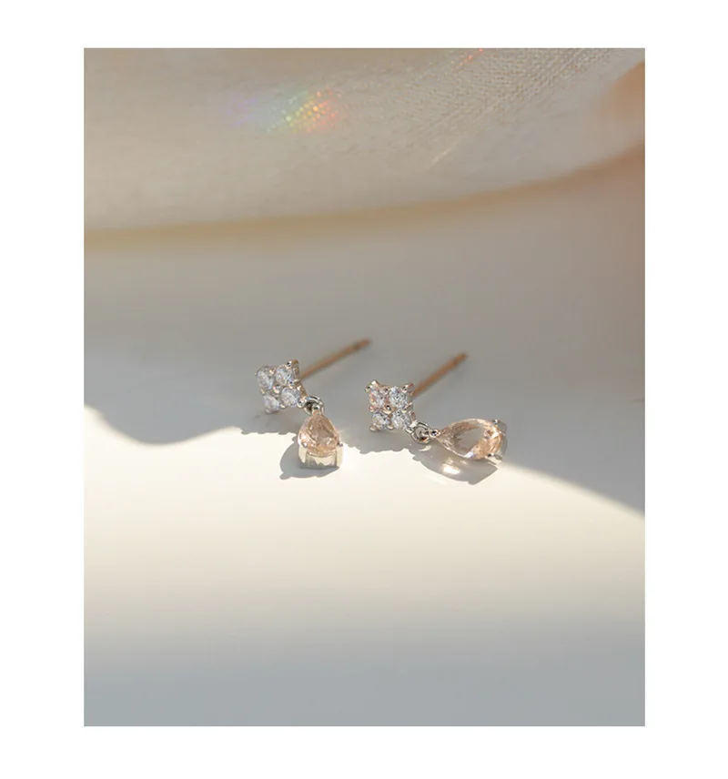 Korean Cute Ear Piercing Water Drop Earrings for Women Crystal Short Tassel Hypoallergenic Female Earrings Party Jewelry Brincos