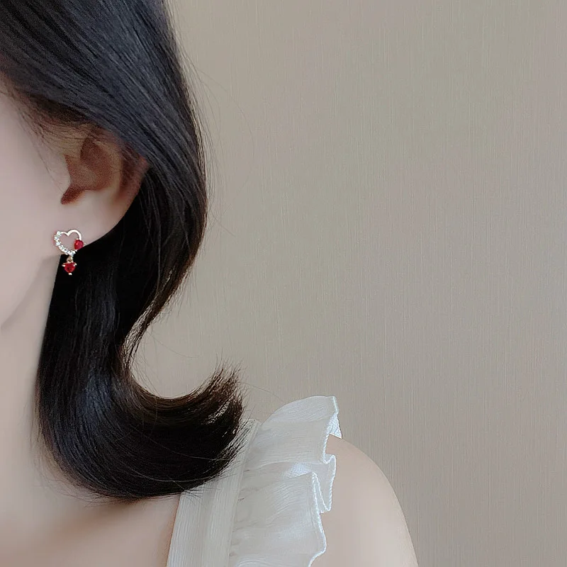 Korean Cute Ear Piercing Water Drop Earrings for Women Crystal Short Tassel Hypoallergenic Female Earrings Party Jewelry Brincos