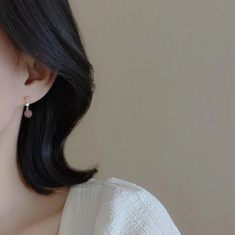 Korean Cute Ear Piercing Water Drop Earrings for Women Crystal Short Tassel Hypoallergenic Female Earrings Party Jewelry Brincos