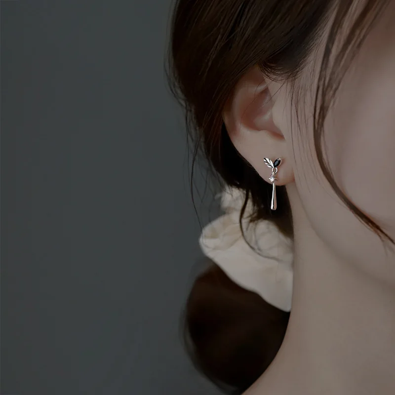 Korean Cute Ear Piercing Water Drop Earrings for Women Crystal Short Tassel Hypoallergenic Female Earrings Party Jewelry Brincos