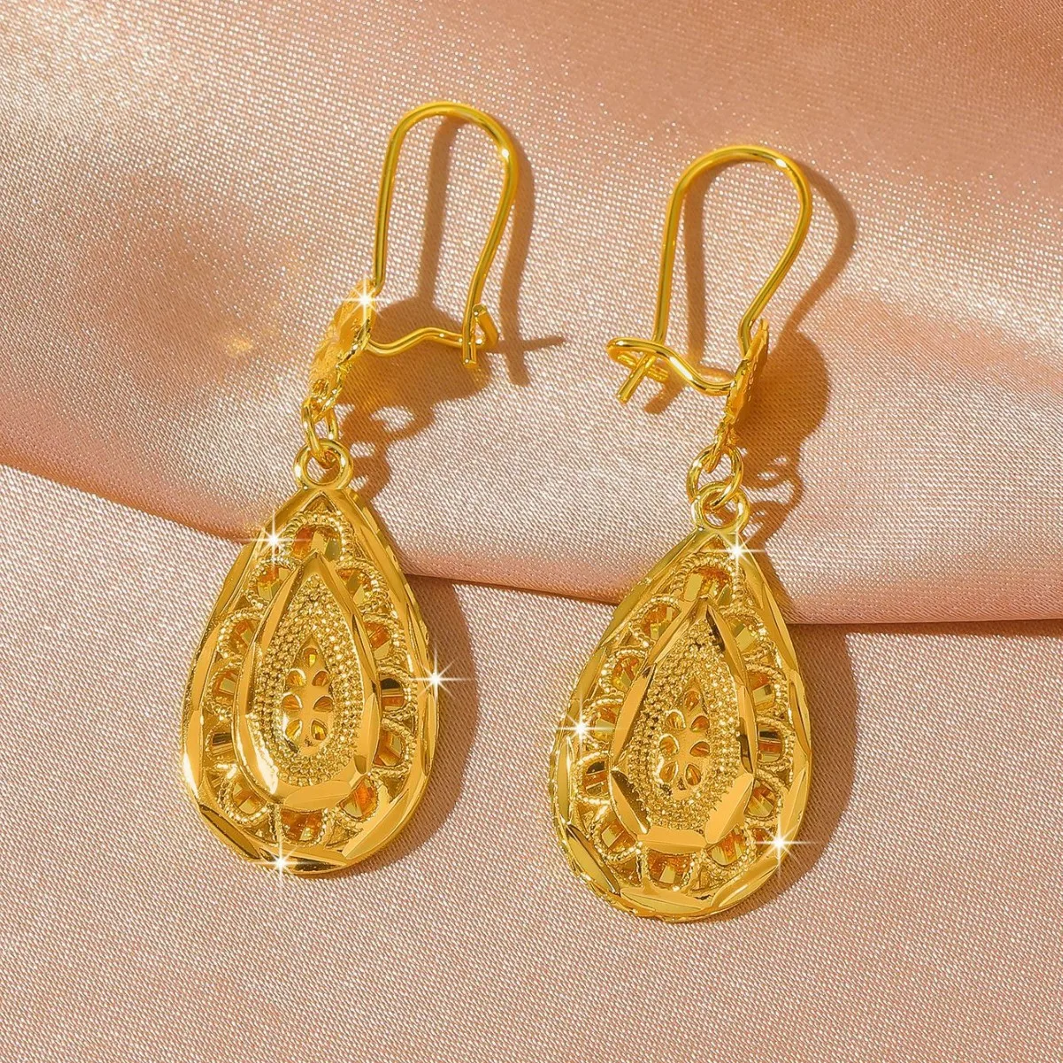 Daily & Banquet Versatile Fashion Long Flower Tassel Earrings For Women 24K Gold AU999, Stunning for work & parties