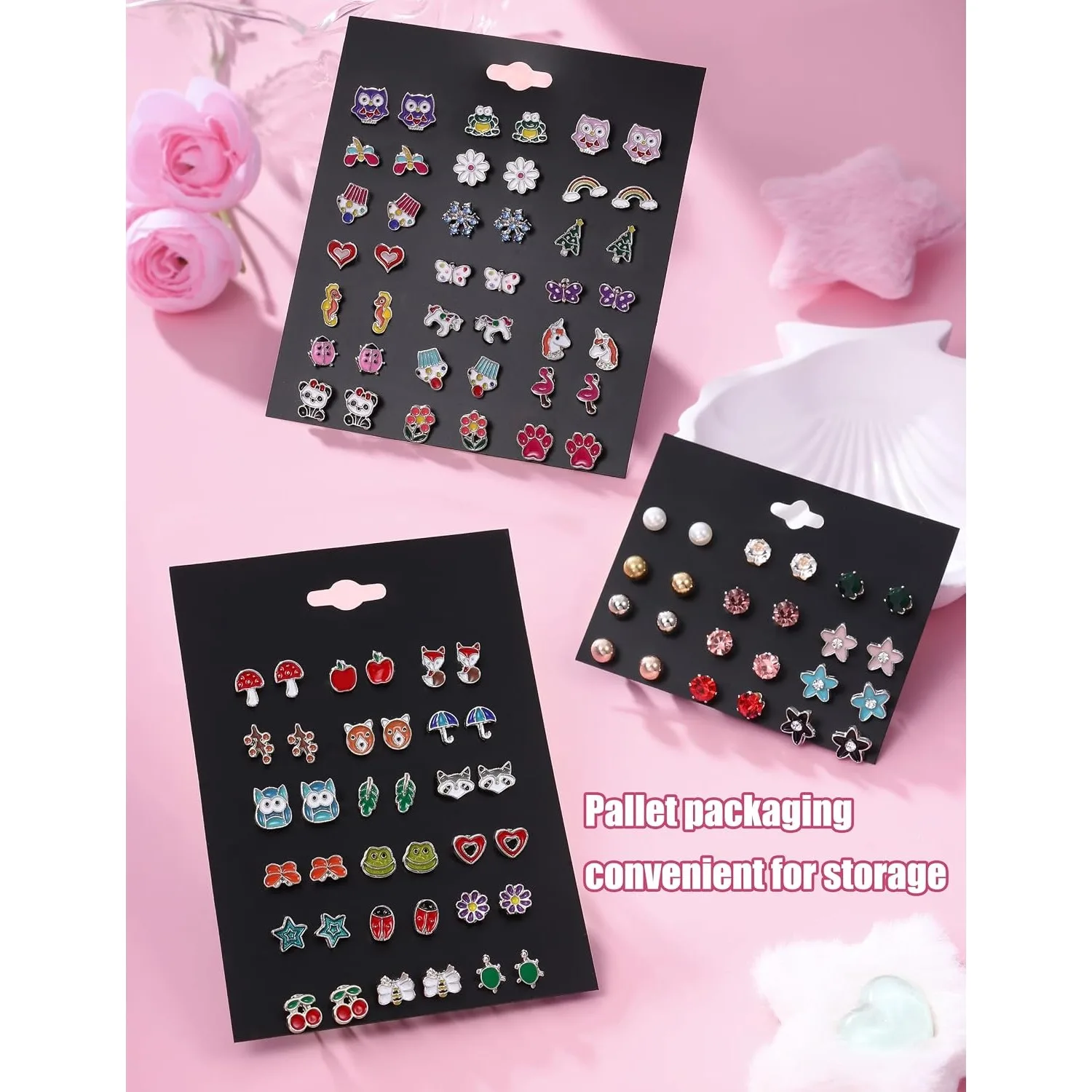 51 Pairs Stainless Steel Stud Earring Set for Women, Hypoallergenic Piercing Jewellery, Perfect for Sensitive Ears, Coloured Cubic Zirconia Animal Flower Fruit Pearl Star Tiny Studs, Multi Style Daint 51 Pairs Stainless Steel Stud Earring Set for Women, Hypoallergenic Piercing Jewellery, Perfect for Sensitive Ears, Coloured Cubic Zirconia Animal Flower Fruit Pearl Star Tiny Studs, Multi Style Daint