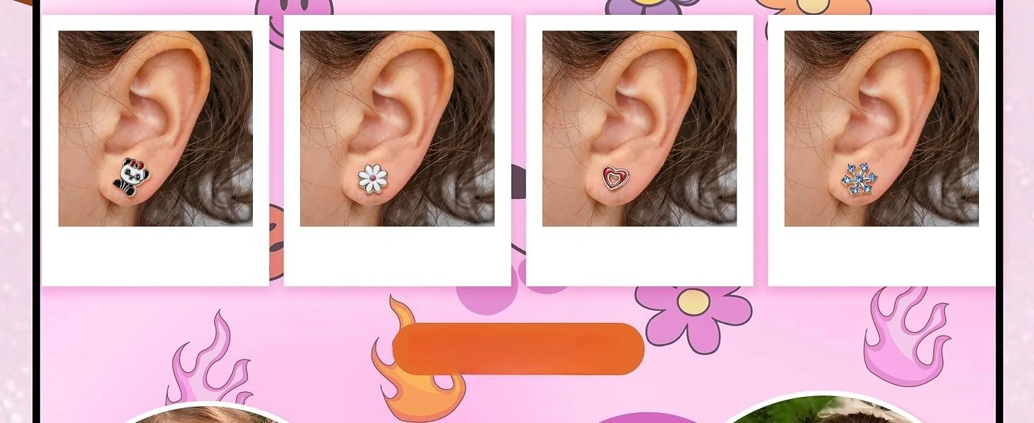 51 Pairs Stainless Steel Stud Earring Set for Women, Hypoallergenic Piercing Jewellery, Perfect for Sensitive Ears, Coloured Cubic Zirconia Animal Flower Fruit Pearl Star Tiny Studs, Multi Style Daint 51 Pairs Stainless Steel Stud Earring Set for Women, Hypoallergenic Piercing Jewellery, Perfect for Sensitive Ears, Coloured Cubic Zirconia Animal Flower Fruit Pearl Star Tiny Studs, Multi Style Daint