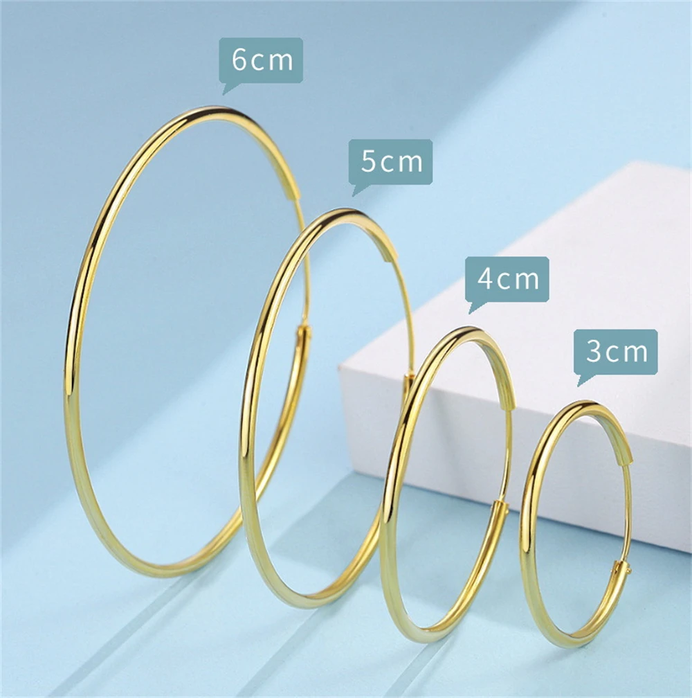 Gold Plated Smooth Round Circle Big Hoop Earrings for Women Size 12/25/30/40/50/60mm Stainless Steel Jewelry Accessories Gifts Gold Plated Smooth Round Circle Big Hoop Earrings for Women Size 12/25/30/40/50/60mm Stainless Steel Jewelry Accessories Gifts