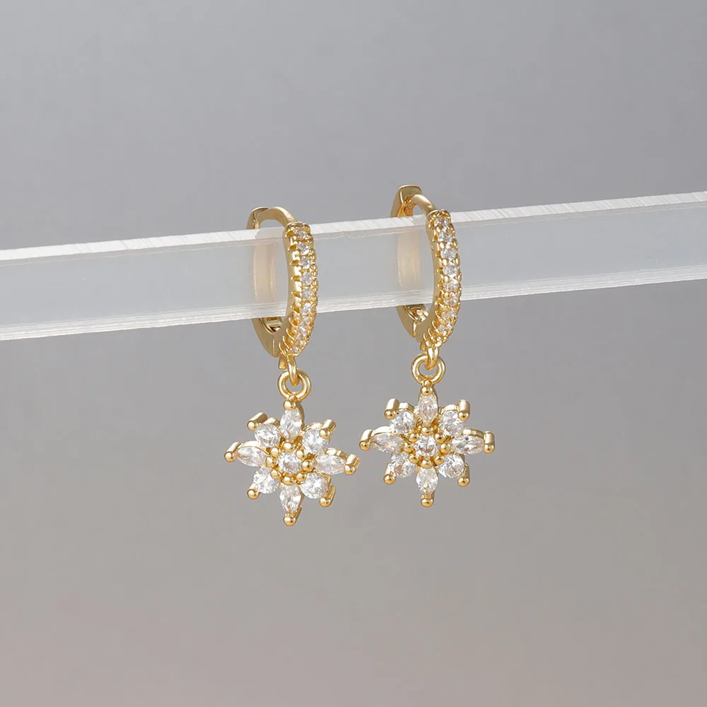 Luxury Stainless Steel Star Dangle Earrings For Women Sparkling Zircons Geometric Ear Piercing Earring Fashion Jewelry aretes