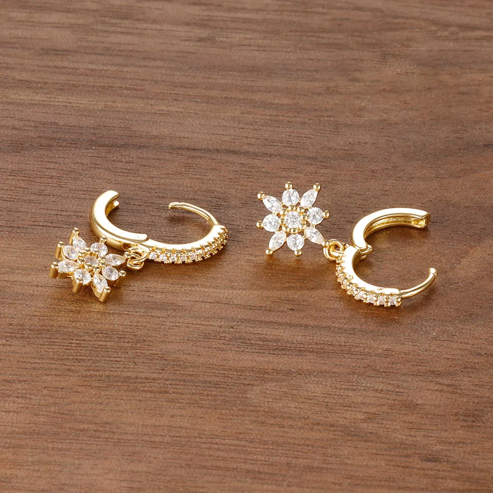 Luxury Stainless Steel Star Dangle Earrings For Women Sparkling Zircons Geometric Ear Piercing Earring Fashion Jewelry aretes