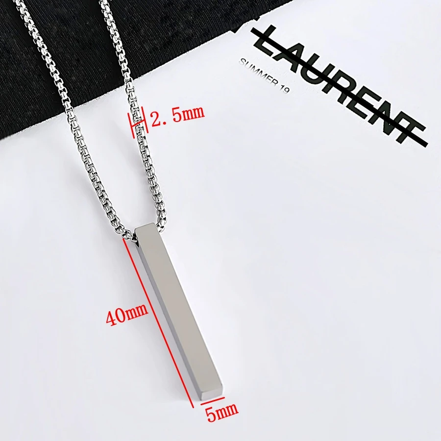 New Waterproof Pillar Necklaces for Men Women Stainless Steel Rectangle Vertical Bar Pendant Necklace Simple Casual Collar Gifts New Waterproof Pillar Necklaces for Men Women Stainless Steel Rectangle Vertical Bar Pendant Necklace Simple Casual Collar Gifts