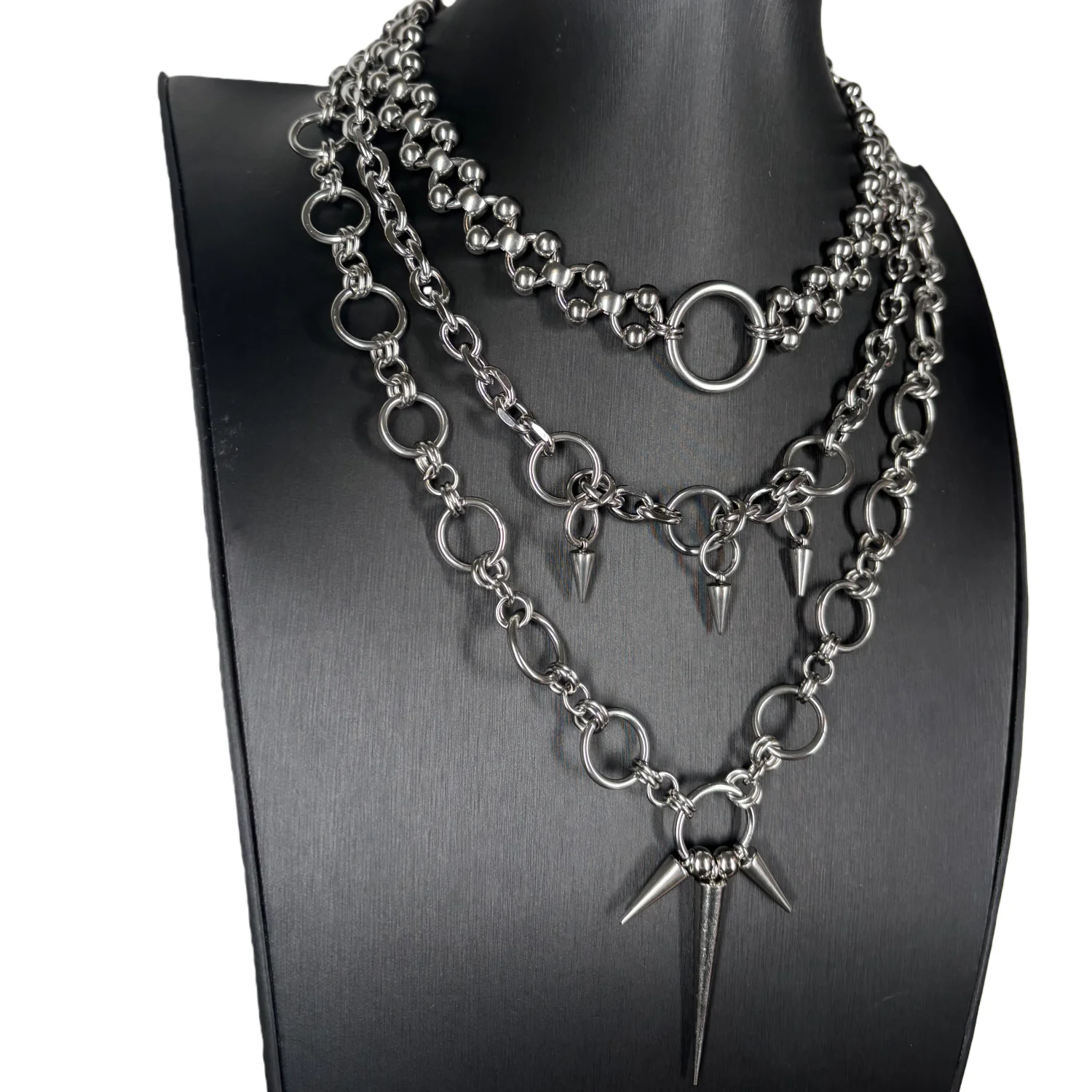 Punk Jewelry Ring Splicing Rivet Pendant Titanium Steel Necklace for Women Men Goth Aesthetic Necklace Set Grunge Accessorie