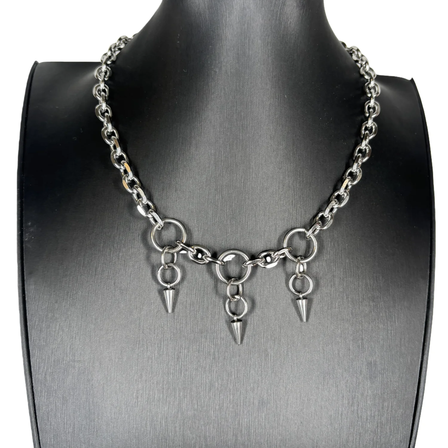 Punk Jewelry Ring Splicing Rivet Pendant Titanium Steel Necklace for Women Men Goth Aesthetic Necklace Set Grunge Accessorie