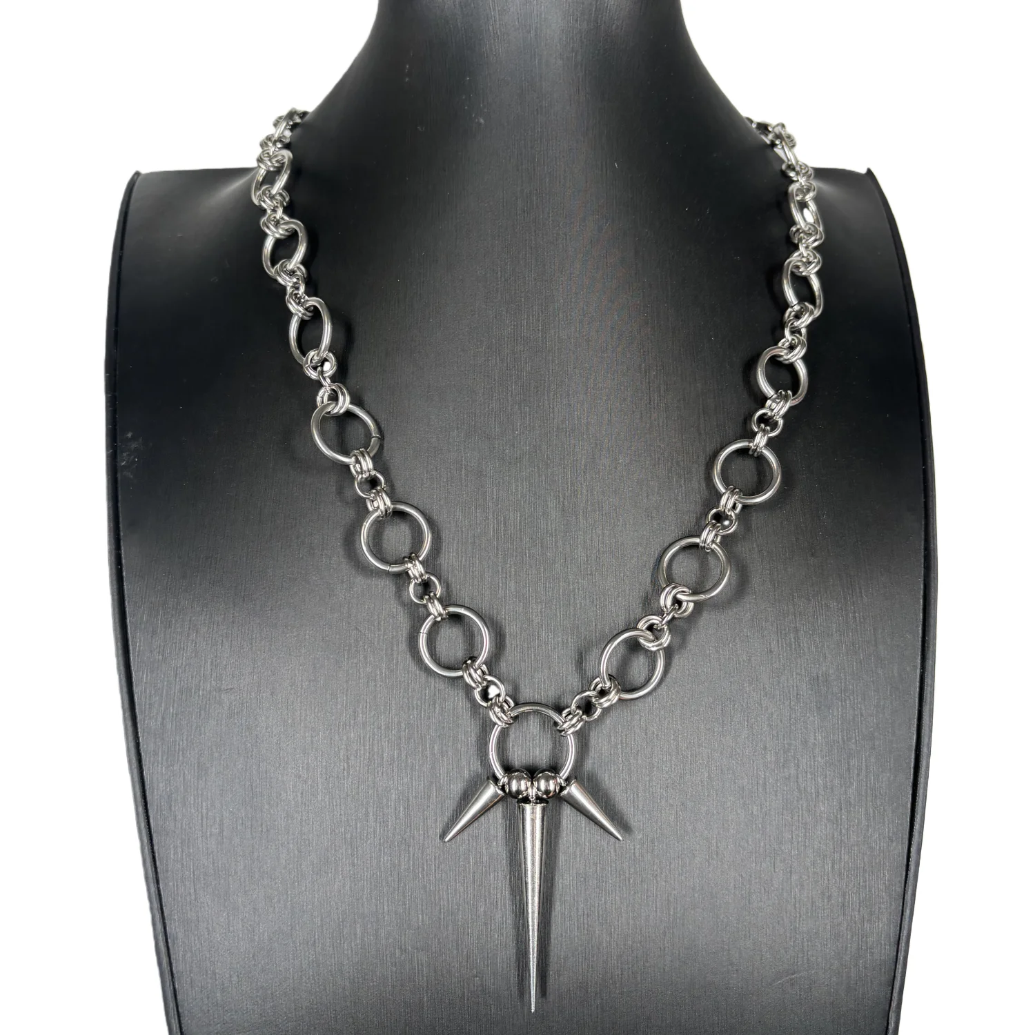Punk Jewelry Ring Splicing Rivet Pendant Titanium Steel Necklace for Women Men Goth Aesthetic Necklace Set Grunge Accessorie