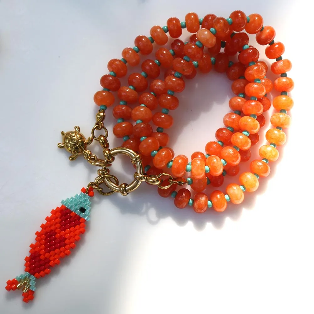2026 Ocean Wind Fashion Personalized Customized Colorful hand knitting Fish Pendant Handmade Beaded Necklace Party Gift 2026 Ocean Wind Fashion Personalized Customized Colorful hand knitting Fish Pendant Handmade Beaded Necklace Party Gift
