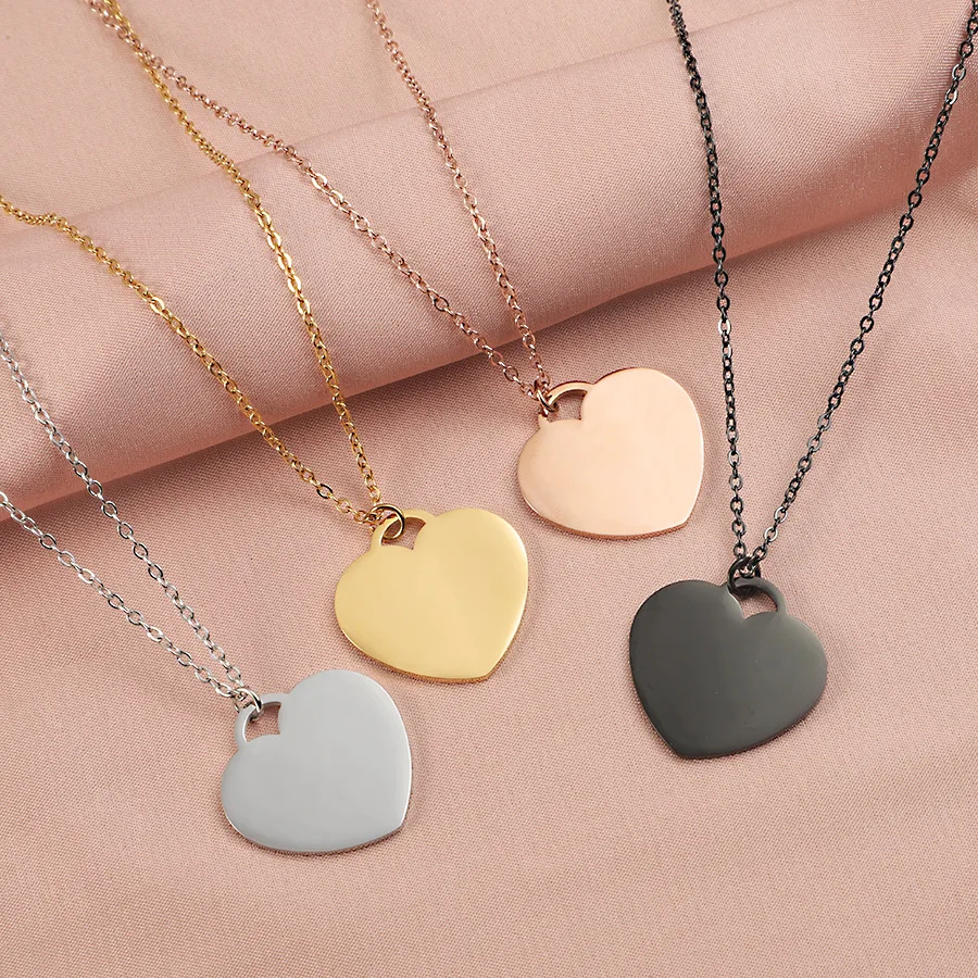10pcs lot 304 Type Mirror Polish Stainless Steel 20mm 25mm Heart Pendant Fashion Women Jewelry Necklace