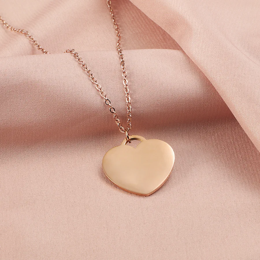 10pcs lot 304 Type Mirror Polish Stainless Steel 20mm 25mm Heart Pendant Fashion Women Jewelry Necklace