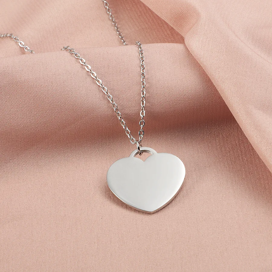 10pcs lot 304 Type Mirror Polish Stainless Steel 20mm 25mm Heart Pendant Fashion Women Jewelry Necklace