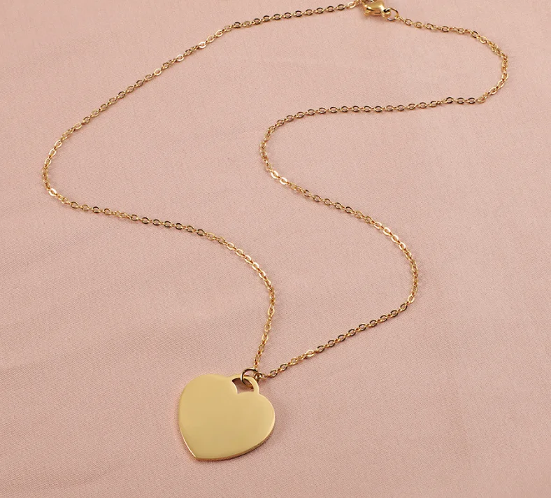 10pcs lot 304 Type Mirror Polish Stainless Steel 20mm 25mm Heart Pendant Fashion Women Jewelry Necklace